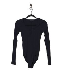 Hatch The Ruthie Bodysuit in Black/Charcoal Gray Stripe – Size 0 (XS) – EUC